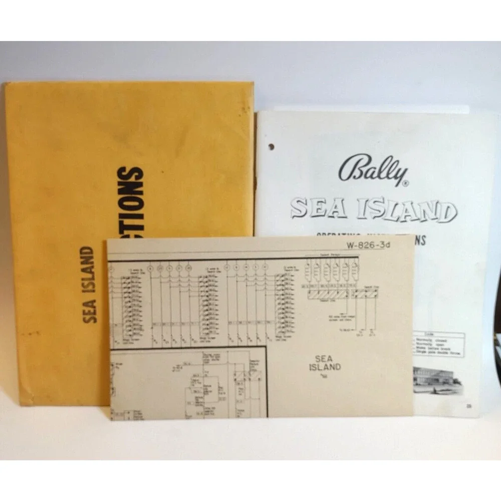 Sea Island Bingo Pinball Game Manual Schematic Magic Screen Paperwork Lot Bally